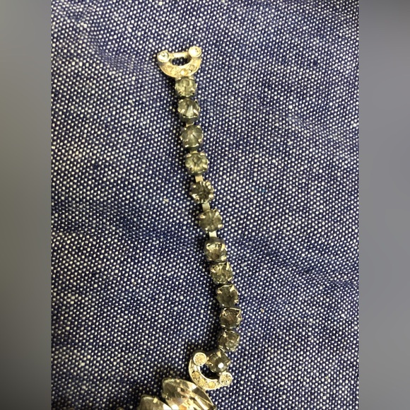 Vintage Rhinestone Necklace And Matching Bracelet Clear Rhinestone Flower Center - Picture 13 of 14